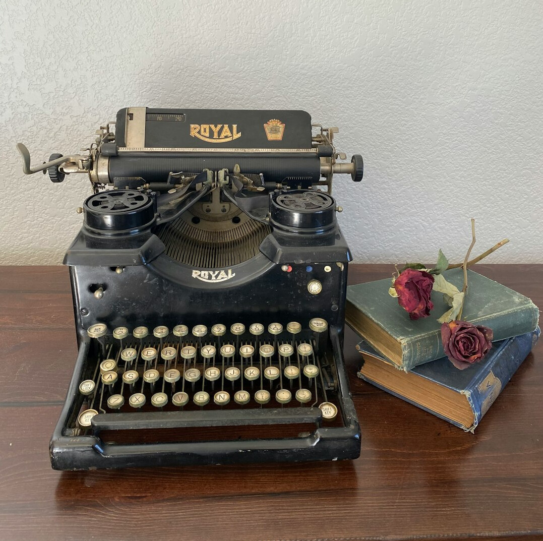 Vintage typewriter with paper